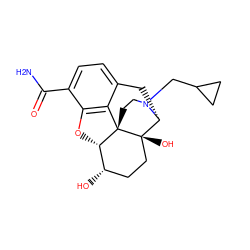 NC(=O)c1ccc2c3c1O[C@H]1[C@@H](O)CC[C@@]4(O)[C@@H](C2)N(CC2CC2)CC[C@]314 ZINC000040874536