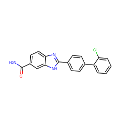 NC(=O)c1ccc2nc(-c3ccc(-c4ccccc4Cl)cc3)[nH]c2c1 ZINC000038442868