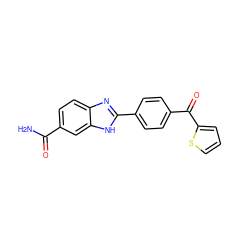 NC(=O)c1ccc2nc(-c3ccc(C(=O)c4cccs4)cc3)[nH]c2c1 ZINC000137455256