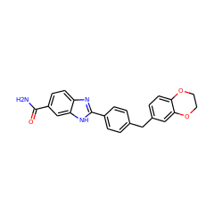 NC(=O)c1ccc2nc(-c3ccc(Cc4ccc5c(c4)OCCO5)cc3)[nH]c2c1 ZINC000036424508