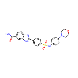 NC(=O)c1ccc2nc(-c3ccc(S(=O)(=O)Nc4ccc(N5CCOCC5)cc4)cc3)[nH]c2c1 ZINC000038454329