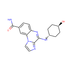 NC(=O)c1ccc2nc(N[C@H]3CC[C@H](O)CC3)c3nccn3c2c1 ZINC000299845037