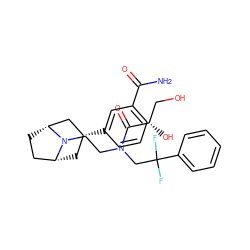 NC(=O)c1cccc([C@@H]2C[C@@H]3CC[C@H](C2)N3CCN(CC(F)(F)c2ccccc2)C(=O)[C@@H](O)CO)c1 ZINC000117294374