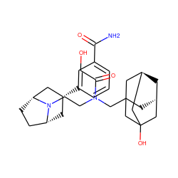 NC(=O)c1cccc([C@@H]2C[C@@H]3CC[C@H](C2)N3CCN(CC23C[C@H]4C[C@@H](CC(O)(C4)C2)C3)C(=O)CO)c1 ZINC000117297674