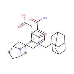 NC(=O)c1cccc([C@@H]2C[C@@H]3CC[C@H](C2)N3CCN(CC23CC4CC(CC(C4)C2)C3)C(=O)CCC(=O)O)c1 ZINC000117289620