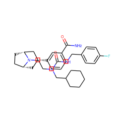 NC(=O)c1cccc([C@@H]2C[C@@H]3CC[C@H](C2)N3CCN(CC2CCCCC2)C(=O)NCc2ccc(F)cc2)c1 ZINC000166773514