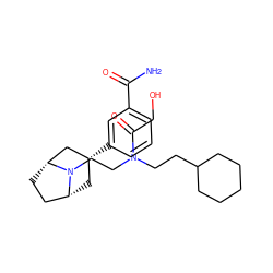 NC(=O)c1cccc([C@@H]2C[C@@H]3CC[C@H](C2)N3CCN(CCC2CCCCC2)C(=O)CO)c1 ZINC000117299965