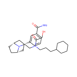 NC(=O)c1cccc([C@@H]2C[C@@H]3CC[C@H](C2)N3CCN(CCCC2CCCCC2)C(=O)CO)c1 ZINC000117297162