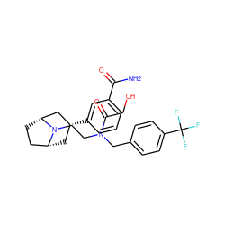 NC(=O)c1cccc([C@@H]2C[C@@H]3CC[C@H](C2)N3CCN(Cc2ccc(C(F)(F)F)cc2)C(=O)CO)c1 ZINC000117300086