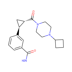 NC(=O)c1cccc([C@H]2C[C@@H]2C(=O)N2CCN(C3CCC3)CC2)c1 ZINC000043202991