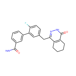 NC(=O)c1cccc(-c2cc(Cc3n[nH]c(=O)c4c3CCCC4)ccc2F)c1 ZINC000169169428