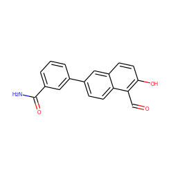 NC(=O)c1cccc(-c2ccc3c(C=O)c(O)ccc3c2)c1 ZINC000169699701