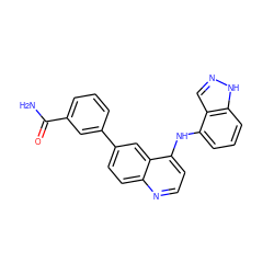 NC(=O)c1cccc(-c2ccc3nccc(Nc4cccc5[nH]ncc45)c3c2)c1 ZINC000143123875