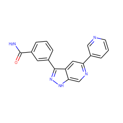 NC(=O)c1cccc(-c2n[nH]c3cnc(-c4cccnc4)cc23)c1 ZINC000205259757