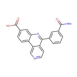 NC(=O)c1cccc(-c2nc3cc(C(=O)O)ccc3c3cnccc23)c1 ZINC000073219207