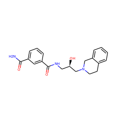 NC(=O)c1cccc(C(=O)NC[C@@H](O)CN2CCc3ccccc3C2)c1 ZINC000119692557