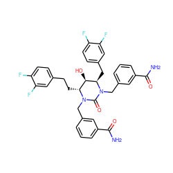 NC(=O)c1cccc(CN2C(=O)N(Cc3cccc(C(N)=O)c3)[C@H](Cc3ccc(F)c(F)c3)[C@H](O)[C@H]2CCc2ccc(F)c(F)c2)c1 ZINC000029253520