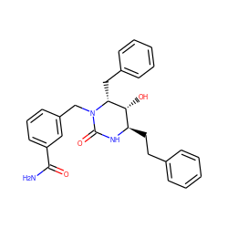 NC(=O)c1cccc(CN2C(=O)N[C@H](CCc3ccccc3)[C@@H](O)[C@H]2Cc2ccccc2)c1 ZINC000013782662