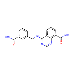 NC(=O)c1cccc(CNc2ncnc3c(C(N)=O)cccc23)c1 ZINC000114348373