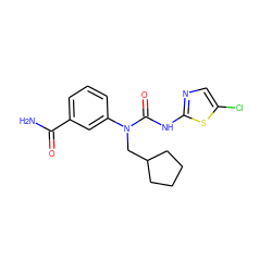 NC(=O)c1cccc(N(CC2CCCC2)C(=O)Nc2ncc(Cl)s2)c1 ZINC000028131218