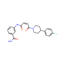 NC(=O)c1cccc(NC(=O)/C=C\C(=O)N2CCC(c3ccc(F)cc3)CC2)c1 ZINC001772584346