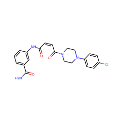 NC(=O)c1cccc(NC(=O)/C=C\C(=O)N2CCN(c3ccc(Cl)cc3)CC2)c1 ZINC001772631576