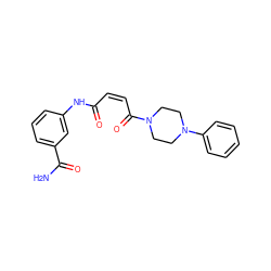 NC(=O)c1cccc(NC(=O)/C=C\C(=O)N2CCN(c3ccccc3)CC2)c1 ZINC001772655139