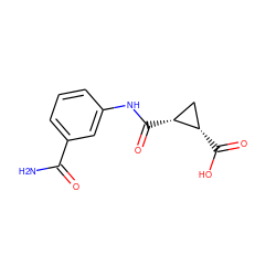 NC(=O)c1cccc(NC(=O)[C@@H]2C[C@@H]2C(=O)O)c1 ZINC000037518031