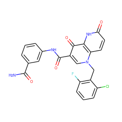 NC(=O)c1cccc(NC(=O)c2cn(Cc3c(F)cccc3Cl)c3ccc(=O)[nH]c3c2=O)c1 ZINC000073129997