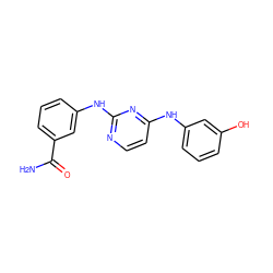 NC(=O)c1cccc(Nc2nccc(Nc3cccc(O)c3)n2)c1 ZINC000028950518