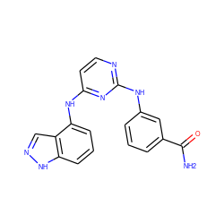 NC(=O)c1cccc(Nc2nccc(Nc3cccc4[nH]ncc34)n2)c1 ZINC000028950581