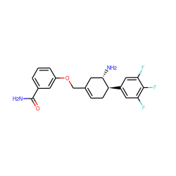 NC(=O)c1cccc(OCC2=CC[C@H](c3cc(F)c(F)c(F)c3)[C@@H](N)C2)c1 ZINC000036310860