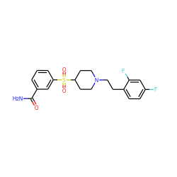 NC(=O)c1cccc(S(=O)(=O)C2CCN(CCc3ccc(F)cc3F)CC2)c1 ZINC000000589131