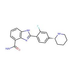 NC(=O)c1cccc2[nH]c(-c3ccc([C@H]4CCCCN4)cc3F)nc12 ZINC000049066663