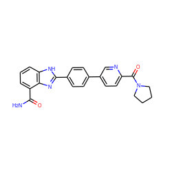 NC(=O)c1cccc2[nH]c(-c3ccc(-c4ccc(C(=O)N5CCCC5)nc4)cc3)nc12 ZINC000474604825