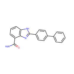 NC(=O)c1cccc2[nH]c(-c3ccc(-c4ccccc4)cc3)nc12 ZINC000045289387