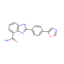 NC(=O)c1cccc2[nH]c(-c3ccc(-c4cnco4)cc3)nc12 ZINC000045245433