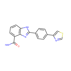 NC(=O)c1cccc2[nH]c(-c3ccc(-c4cscn4)cc3)nc12 ZINC000045285242