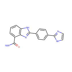 NC(=O)c1cccc2[nH]c(-c3ccc(-c4ncc[nH]4)cc3)nc12 ZINC000045245432