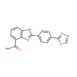 NC(=O)c1cccc2[nH]c(-c3ccc(-c4nnco4)cc3)nc12 ZINC000045258631