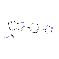 NC(=O)c1cccc2[nH]c(-c3ccc(-c4nnn[nH]4)cc3)nc12 ZINC000045253832