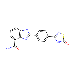 NC(=O)c1cccc2[nH]c(-c3ccc(-c4nsc(=O)[nH]4)cc3)nc12 ZINC000045317496