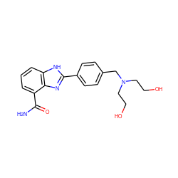 NC(=O)c1cccc2[nH]c(-c3ccc(CN(CCO)CCO)cc3)nc12 ZINC000026478605