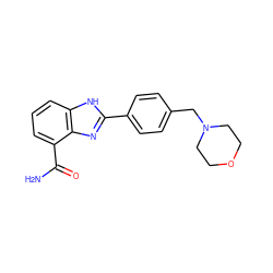 NC(=O)c1cccc2[nH]c(-c3ccc(CN4CCOCC4)cc3)nc12 ZINC000026487656