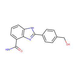 NC(=O)c1cccc2[nH]c(-c3ccc(CO)cc3)nc12 ZINC000013834553