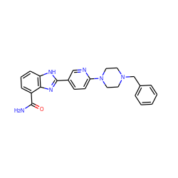 NC(=O)c1cccc2[nH]c(-c3ccc(N4CCN(Cc5ccccc5)CC4)nc3)nc12 ZINC000063540133