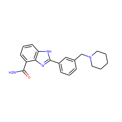 NC(=O)c1cccc2[nH]c(-c3cccc(CN4CCCCC4)c3)nc12 ZINC000026499319