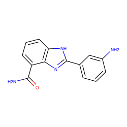 NC(=O)c1cccc2[nH]c(-c3cccc(N)c3)nc12 ZINC000149650052