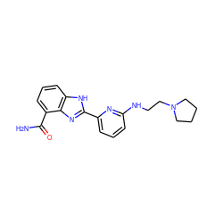 NC(=O)c1cccc2[nH]c(-c3cccc(NCCN4CCCC4)n3)nc12 ZINC000063540131