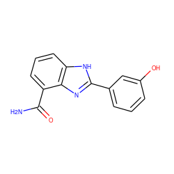 NC(=O)c1cccc2[nH]c(-c3cccc(O)c3)nc12 ZINC000013834545